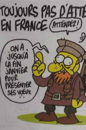 Charge profética de Charb no Charlie Hebdo