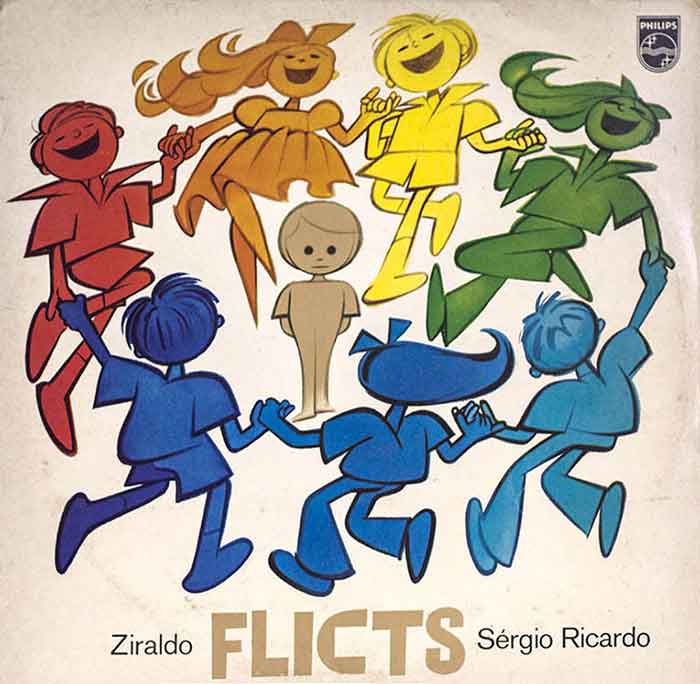 Capa do disco Flicts, lançado nos anos 1970 pela Philips, com a trilha sonora da versão musical dirigida por Aderbal Jr. 